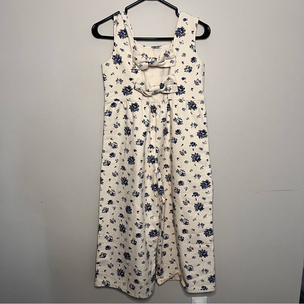 Handmade Floral Sleeveless Wide Leg Cropped Jumpsuit Small - Picture 2 of 9